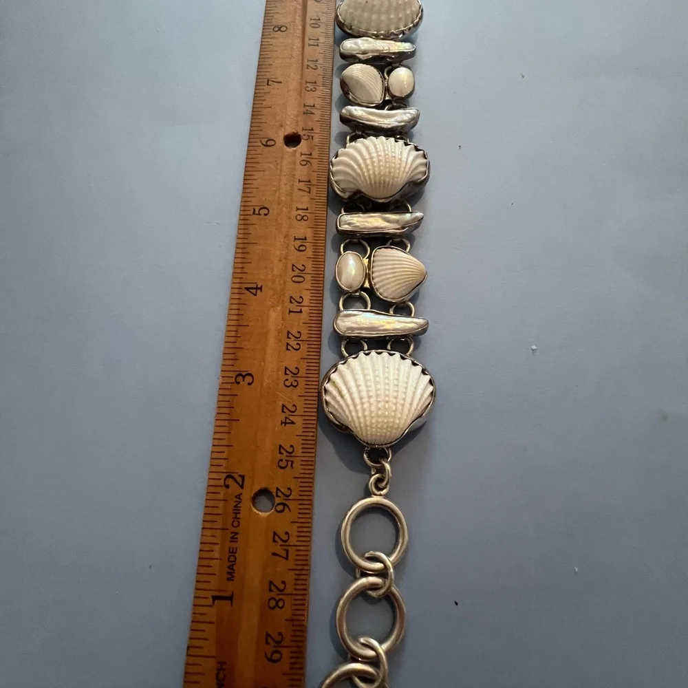 Charles Albert .950 Sterling Silver Shell Bracelet - Picture 7 of 8